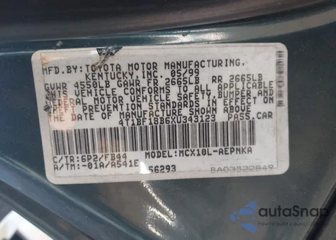 1999 Toyota Avalon Xl z USA, uszkodzony, nr VIN 4T1BF18B6XU343123